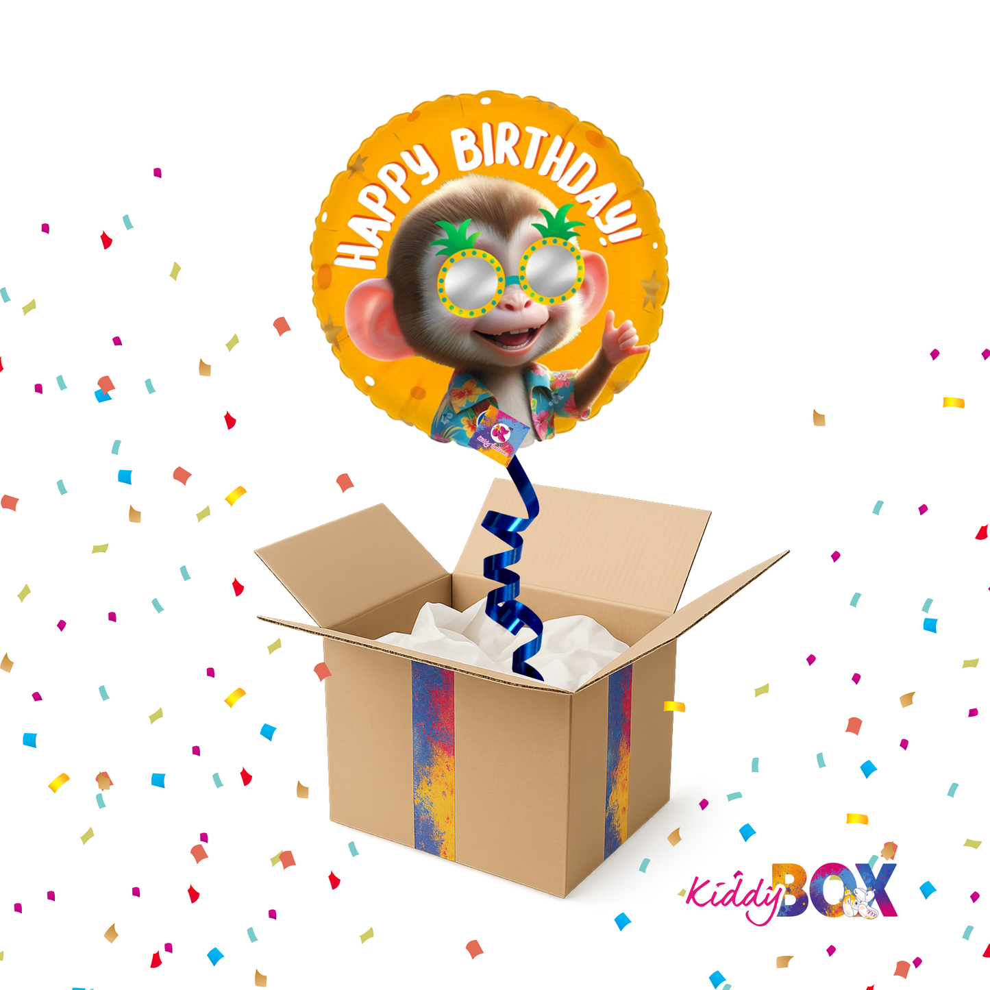 🎈 KIDDY BOX – Ballon Happy Birthday Monkey