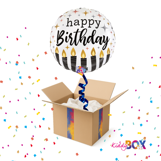 🎈 KIDDY BOX – Ballon Happy Birthday Métallic Candel