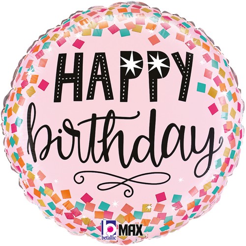 🎈 KIDDY BOX – Ballon Happy Birthday Pink confetti